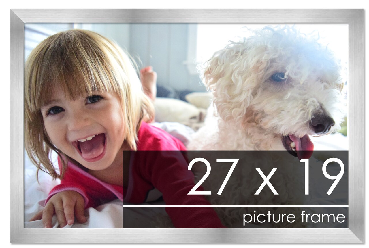 27x19 Solid Wood Picture Frame with UV-Resistant Acrylic & Acid-Free Backing, Available in 6 Finishes: Matte Black, Matte White, Metallic Bronze, Silver, Natural Wood Grain & Mahogany